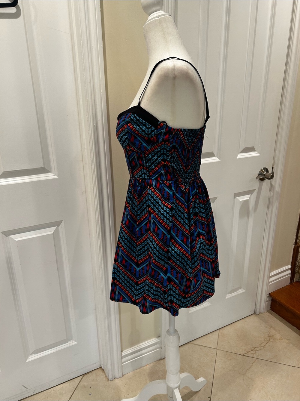 Forever 21 Boho Tribal Print Fit & Flare Sundress Summer Mini Dress - Picture 5 of 7